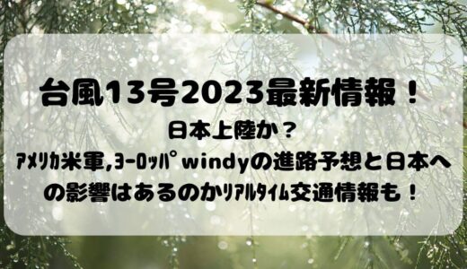 台風13号2023最新情報！日本上陸か？ｱﾒﾘｶ米軍,ﾖｰﾛｯﾊﾟwindyの進路予想と日本への影響はあるのかﾘｱﾙﾀｲﾑ交通情報も！